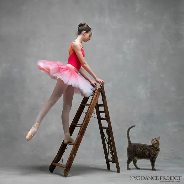 Pizzie bengal cat with Jenna, ballet student