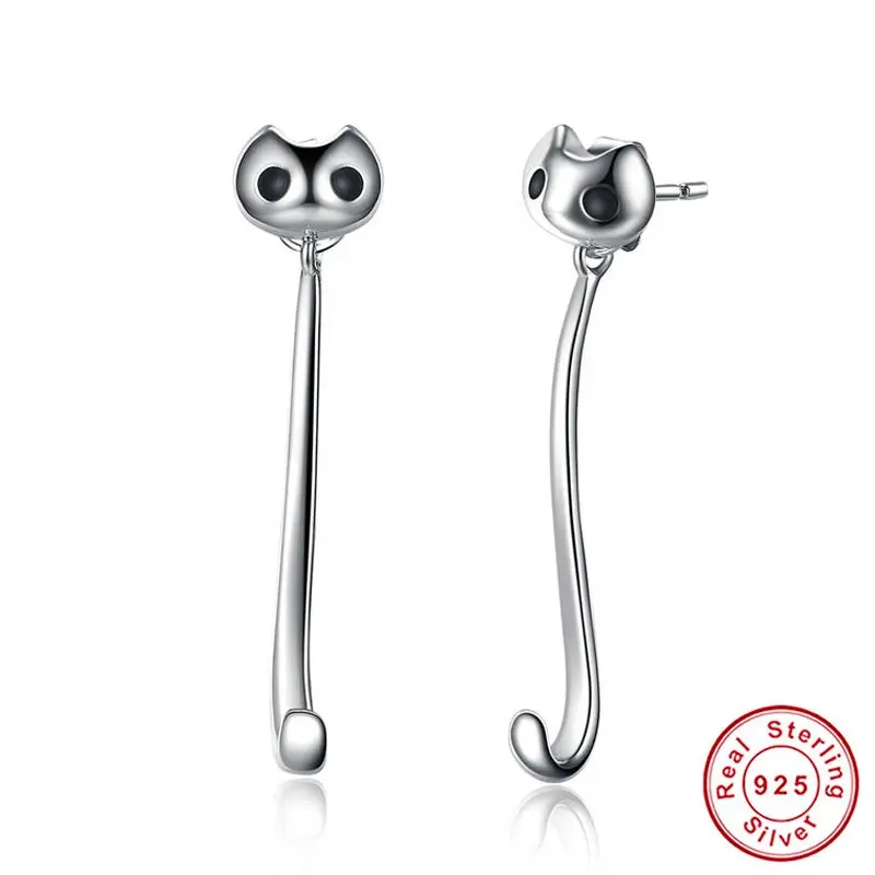 925 Sterling Silver Long Cat Earrings Bengal Cats 925 Sterling Silver Long Cat Earrings